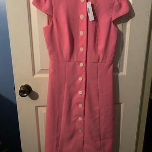 New nice vintage jcrew style dress in beautiful pink with white center buttons